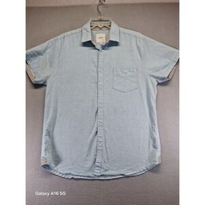 Six Lincoln New York Men Size L Button Up Shirt  Blue Pocket